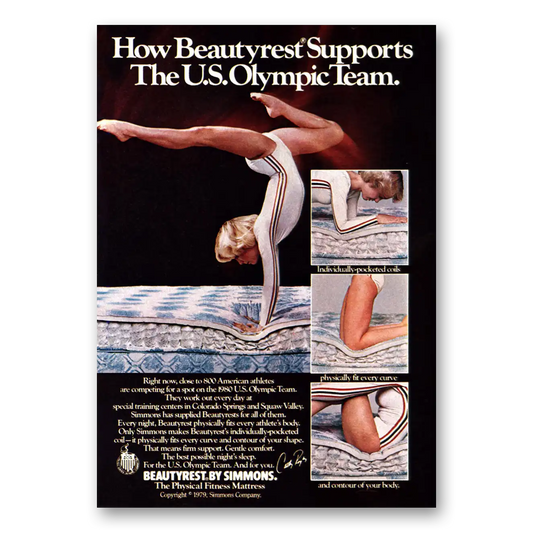 1979 Simmons Beautyrest US Olympic Team Vintage Magazine Print Ad