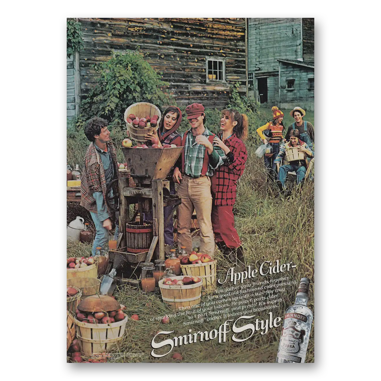 1979 Smirnoff Vodka Apple Cider You Gather Your Friends Vintage Magazine Print Ad