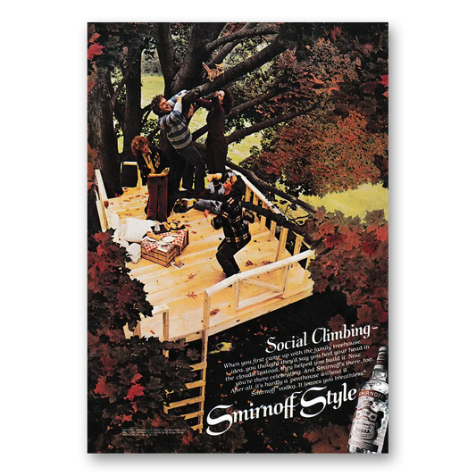 1979 Smirnoff Vodka Social Climbing Tree Vintage Magazine Print Ad