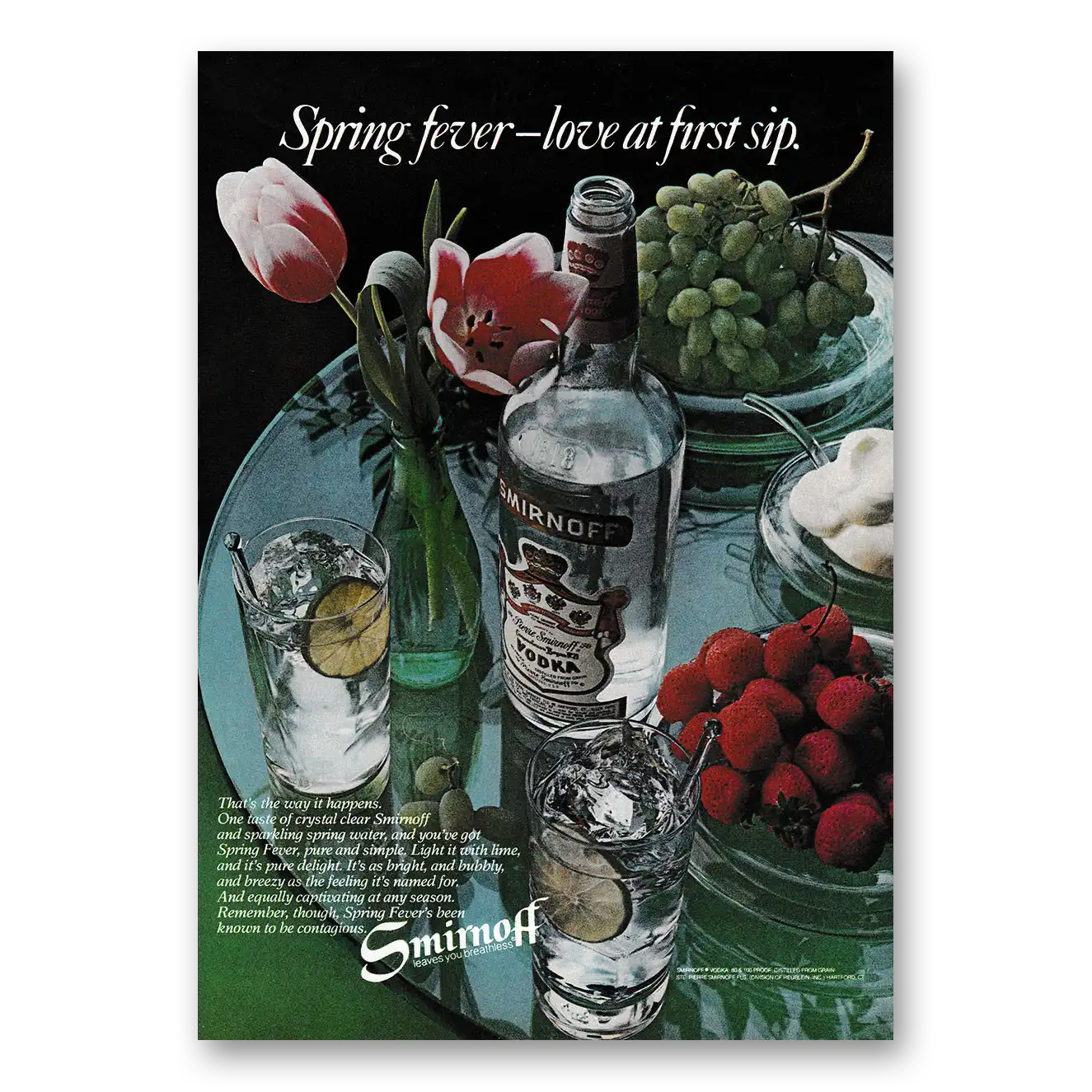 1979 Smirnoff Vodka Spring Fever Love At First Sip Vintage Magazine Print Ad