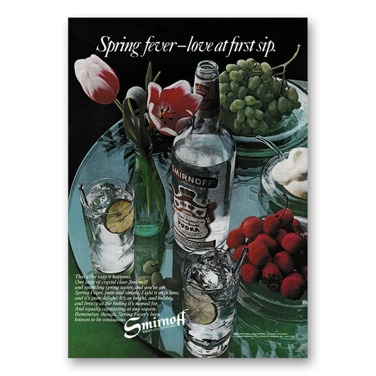 1979 Smirnoff Vodka Spring Fever Love At First Sip Vintage Magazine Print Ad