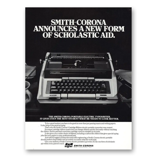 1979 Smith Corona Typewriters Scholastic Aid Vintage Magazine Print Ad