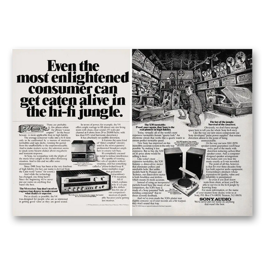 1979 Sony Stereo Eaten Alive in the Hi Fi Jungle Vintage Magazine Print Ad