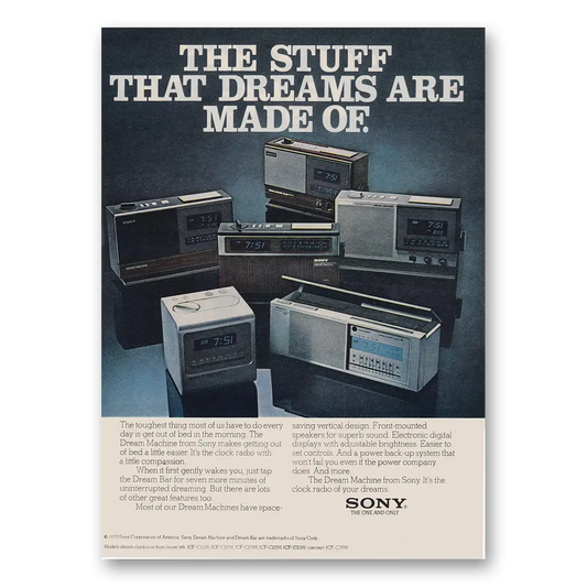 1979 Sony Radio Stuff That Dreams Are Made Of Vintage Magazine Print Ad