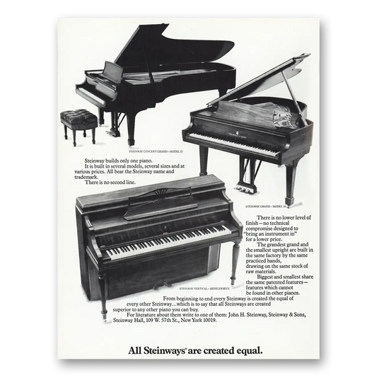 1979 Steinway Piano Builds Only One Piano Vintage Magazine Print Ad