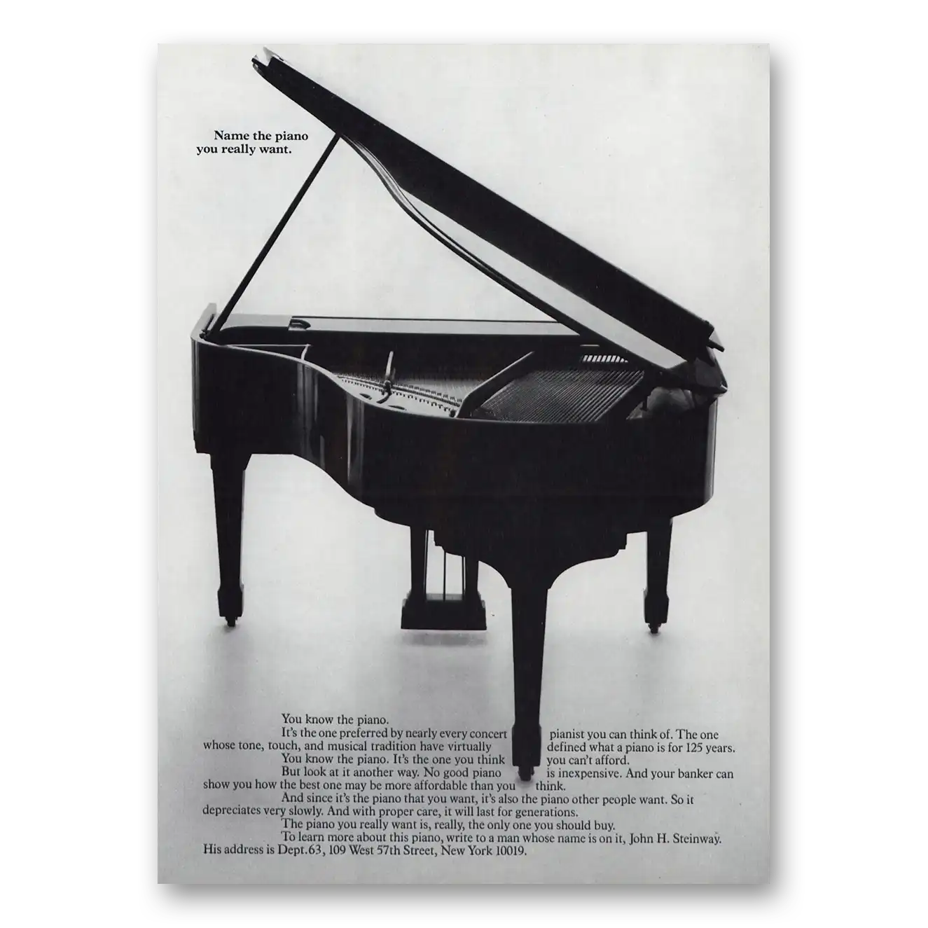 1983 Steinway Piano Name the Piano You Really Want Vintage Magazine Print Ad