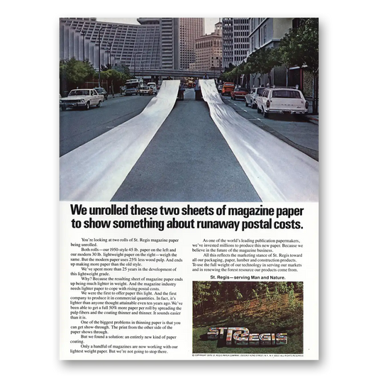 1979 St Regis Paper Runaway Postal Costs Vintage Magazine Print Ad