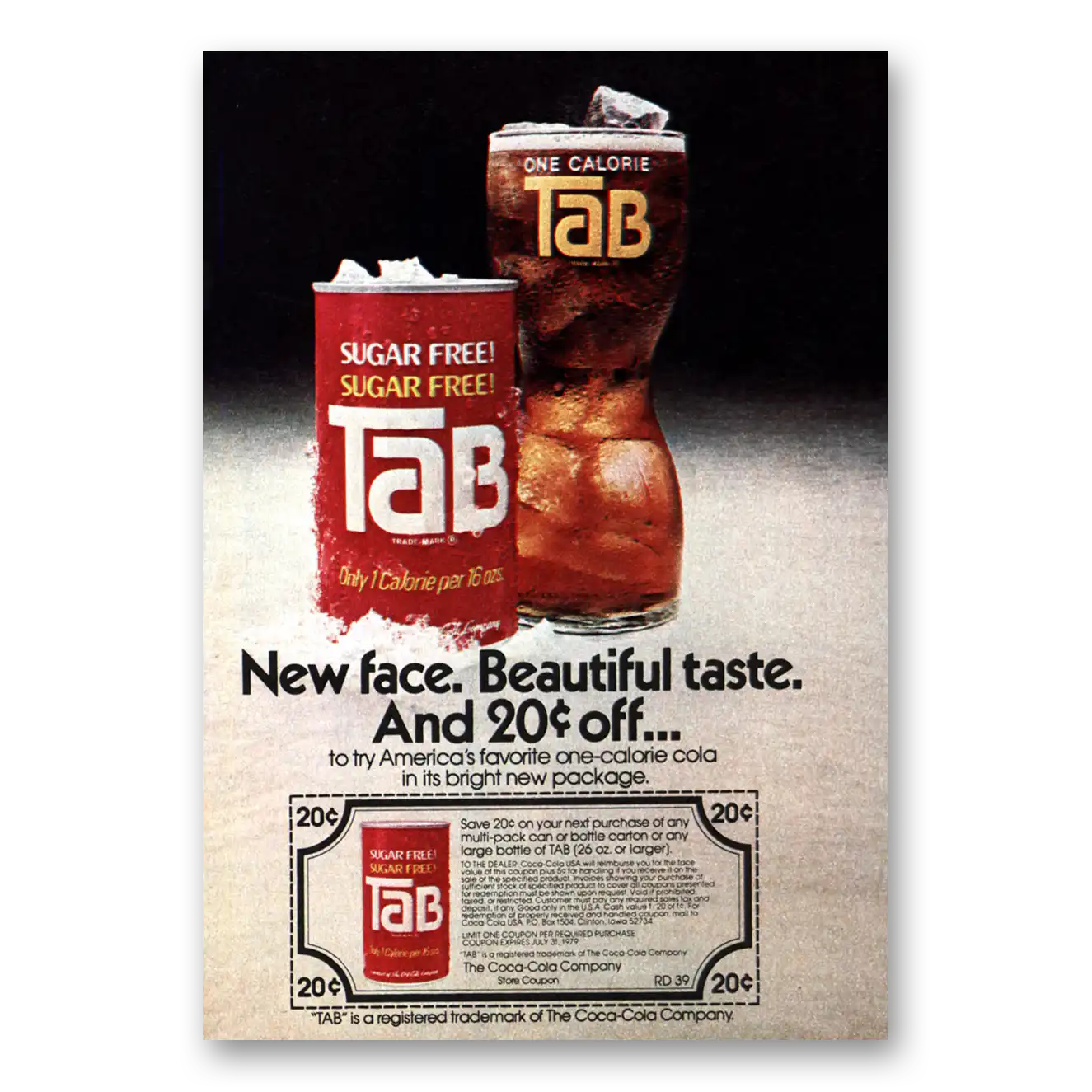 1979 Tab New Face Beautiful Taste Vintage Magazine Print Ad