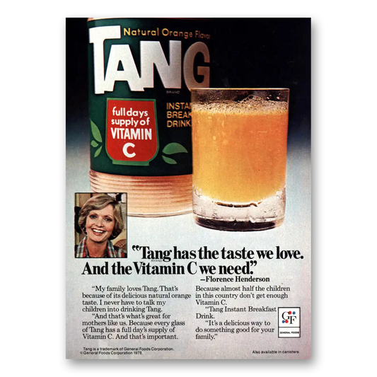 1979 Tang Breakfast Drink Florence Henderson Vintage Magazine Print Ad