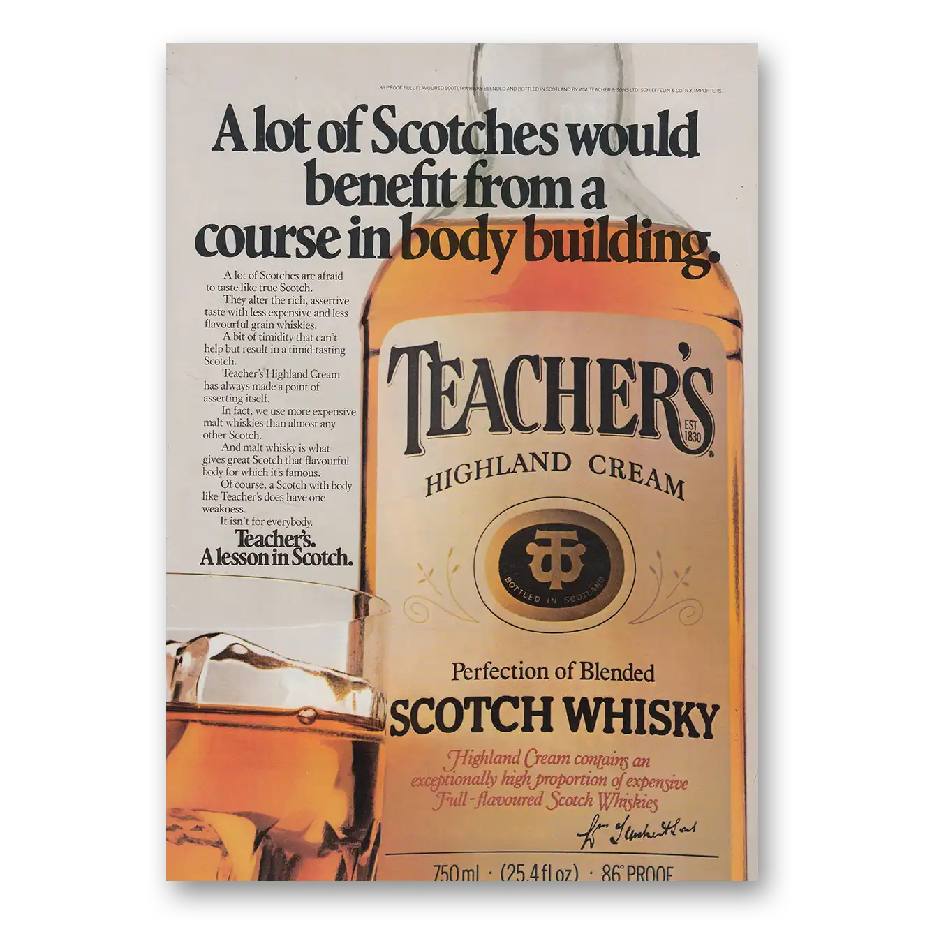 1979 Teachers Whisky Benefit From a Course in Body Building Vintage Magazine Print Ad