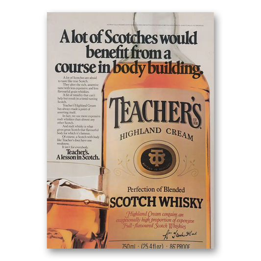 1979 Teachers Whisky Benefit From a Course in Body Building Vintage Magazine Print Ad