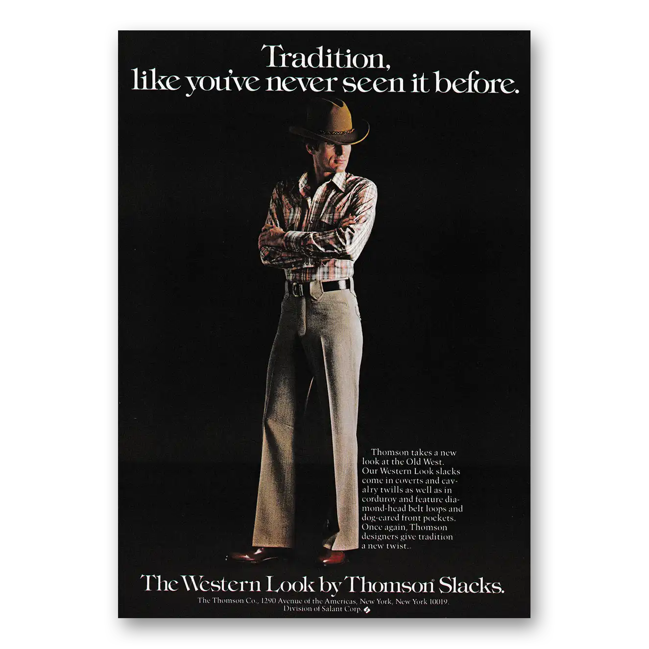 1979 Thomson Slacks Western Look Tradition Like Youve Never Seen It Before Vintage Magazine Print Ad