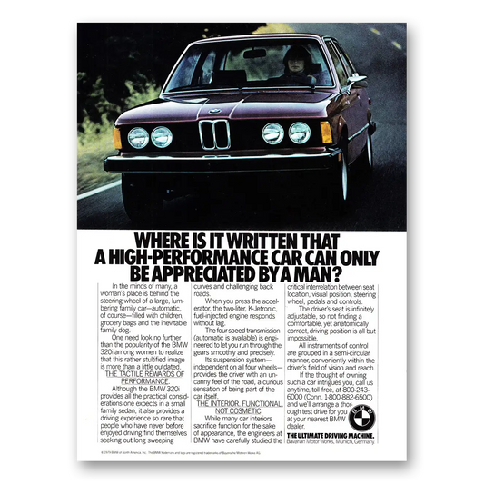 1979 BMW 3 Series Can Only Be Appreciated By a Man Vintage Magazine Print Ad