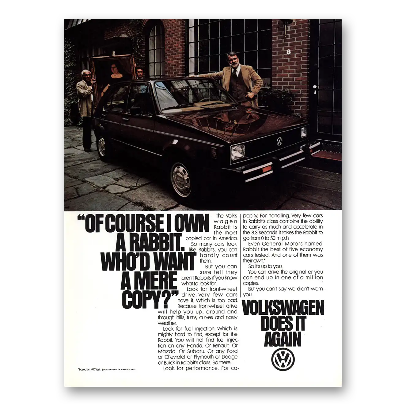 1979 Volkswagen Rabbit Of Course I Own a Rabbit Vintage Magazine Print Ad