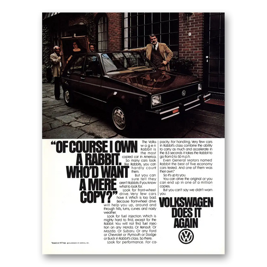 1979 Volkswagen Rabbit Of Course I Own a Rabbit Vintage Magazine Print Ad