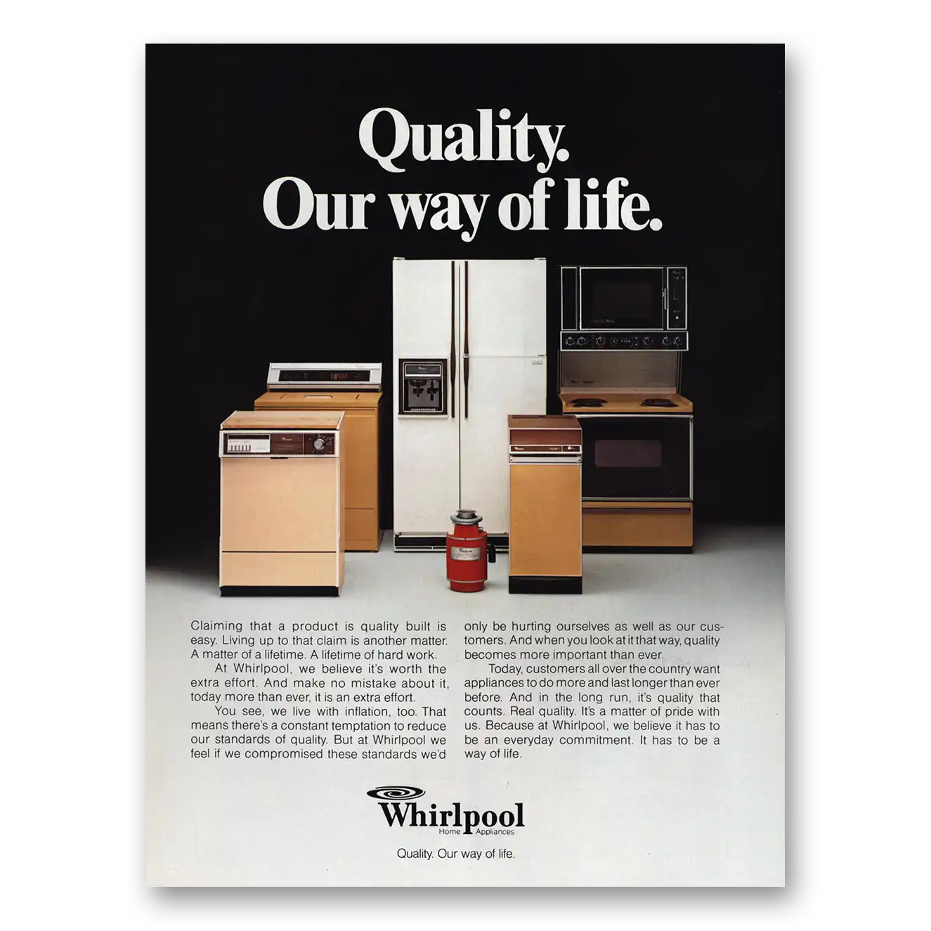 1979 Whirlpool Quality Our Way of Life Vintage Magazine Print Ad