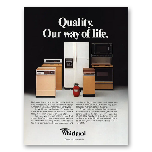 1979 Whirlpool Quality Our Way of Life Vintage Magazine Print Ad