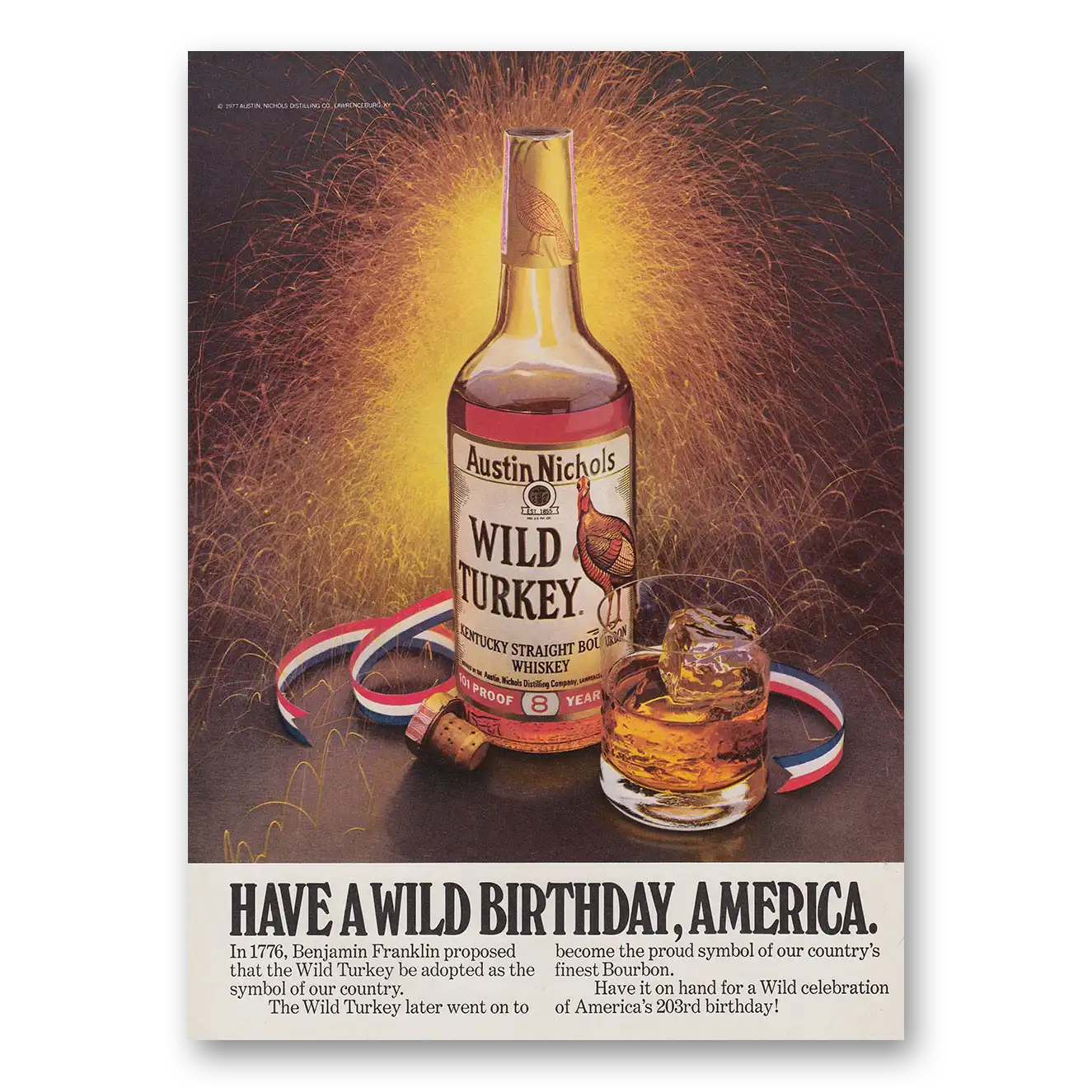 1979 Wild Turkey Bourbon Whiskey Have a Wild Birthday America Vintage Magazine Print Ad