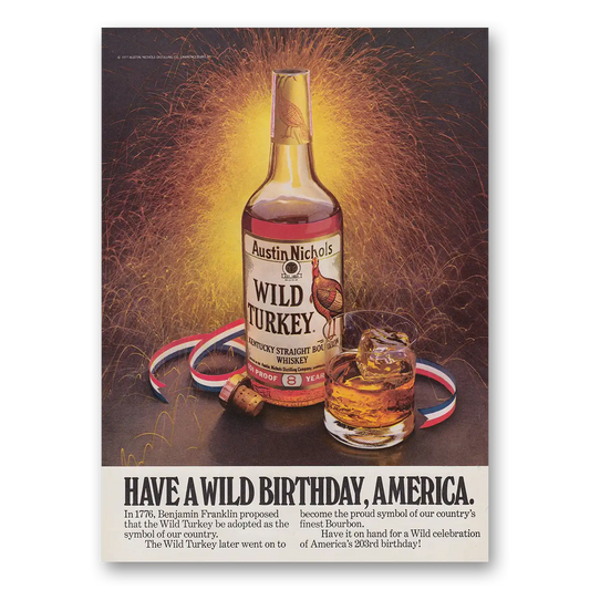 1979 Wild Turkey Bourbon Whiskey Have a Wild Birthday America Vintage Magazine Print Ad