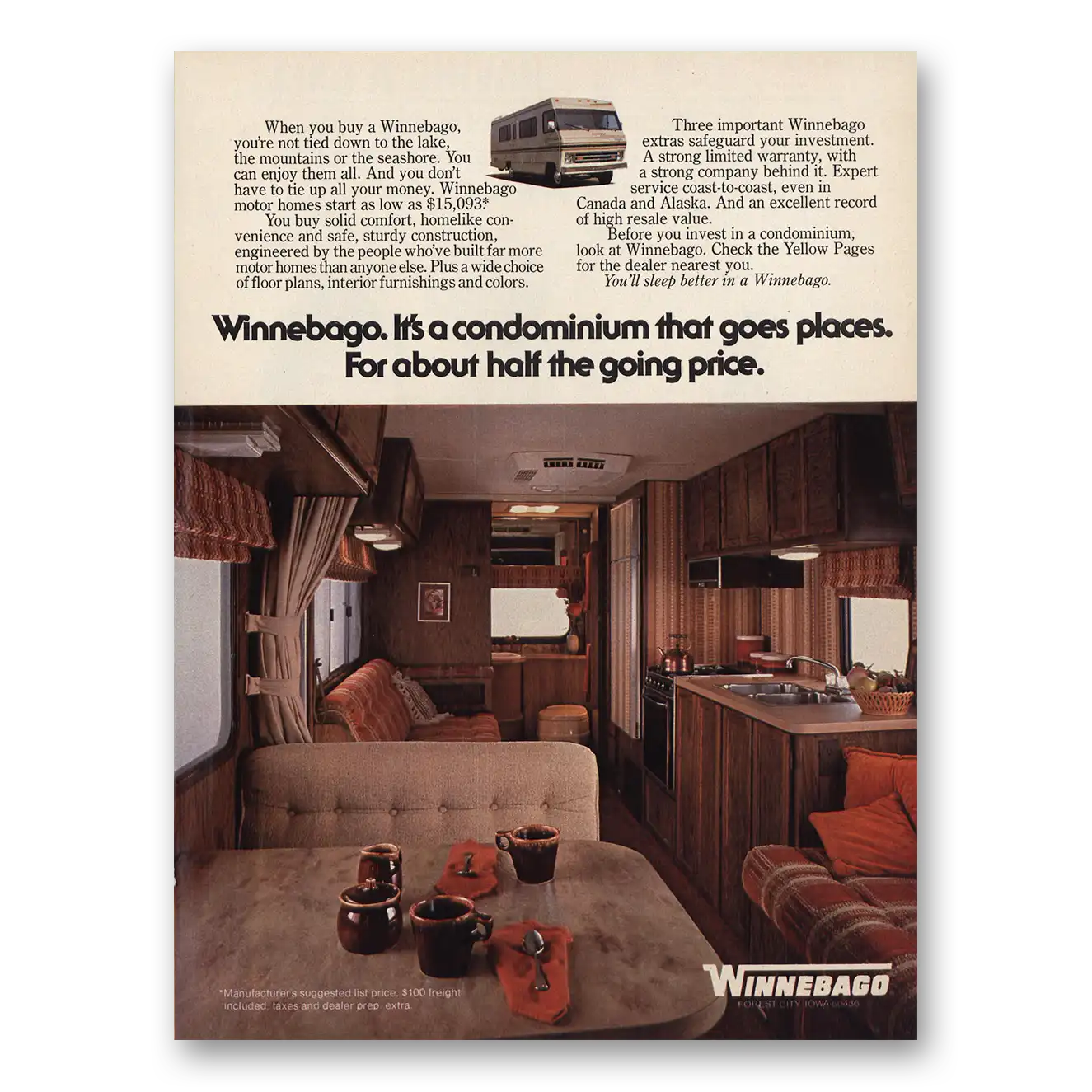 1979 Winnebago Motor Home Condominium That Goes Places Vintage Magazine Print Ad