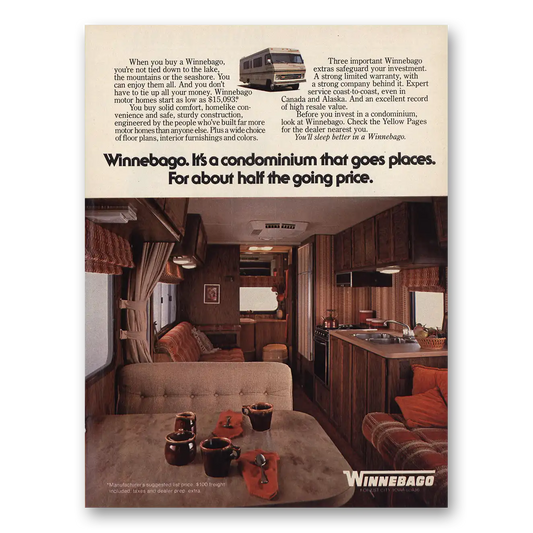 1979 Winnebago Motor Home Condominium That Goes Places Vintage Magazine Print Ad