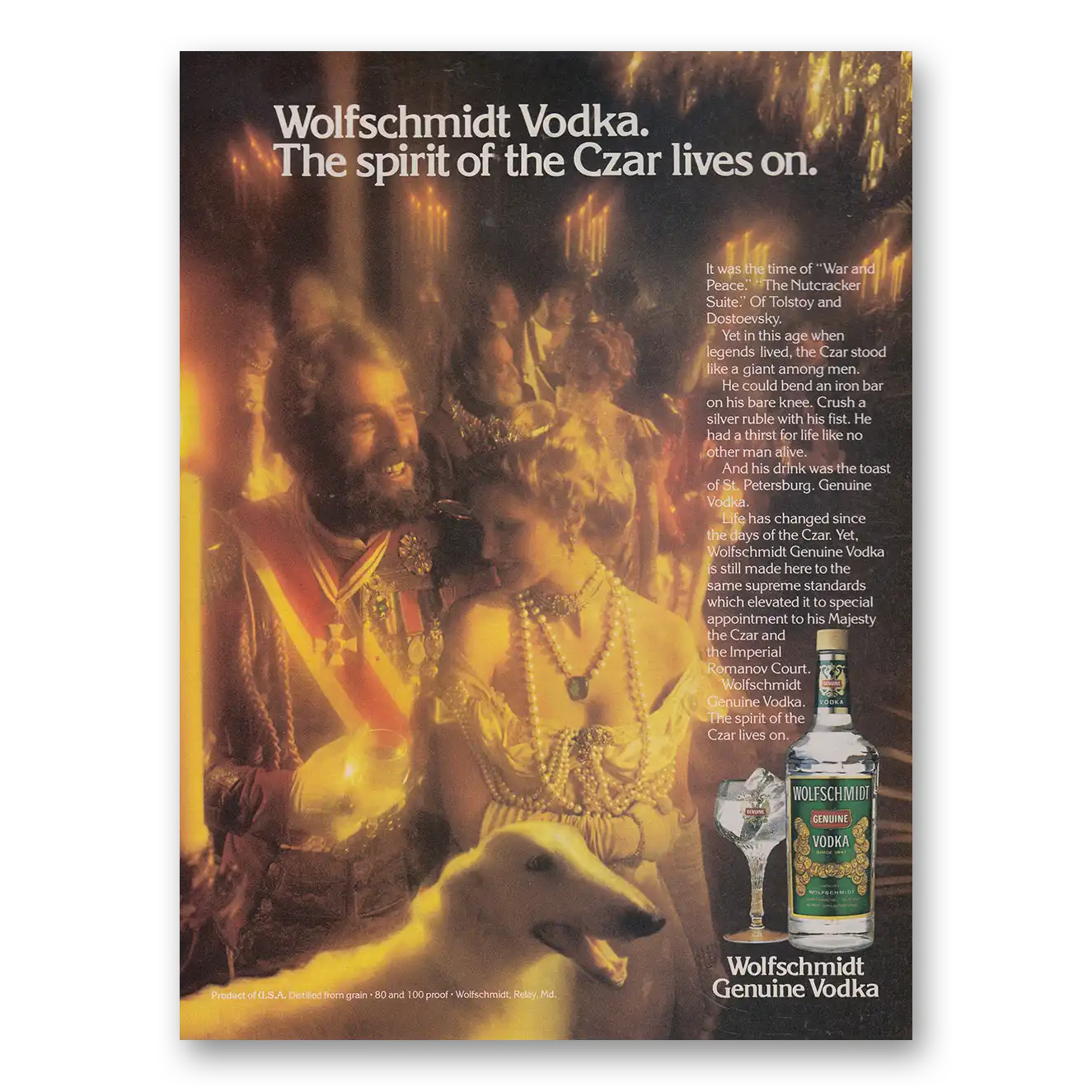 1979 Wolfschmidt Vodka Spirit of the Czar Lives On Vintage Magazine Print Ad