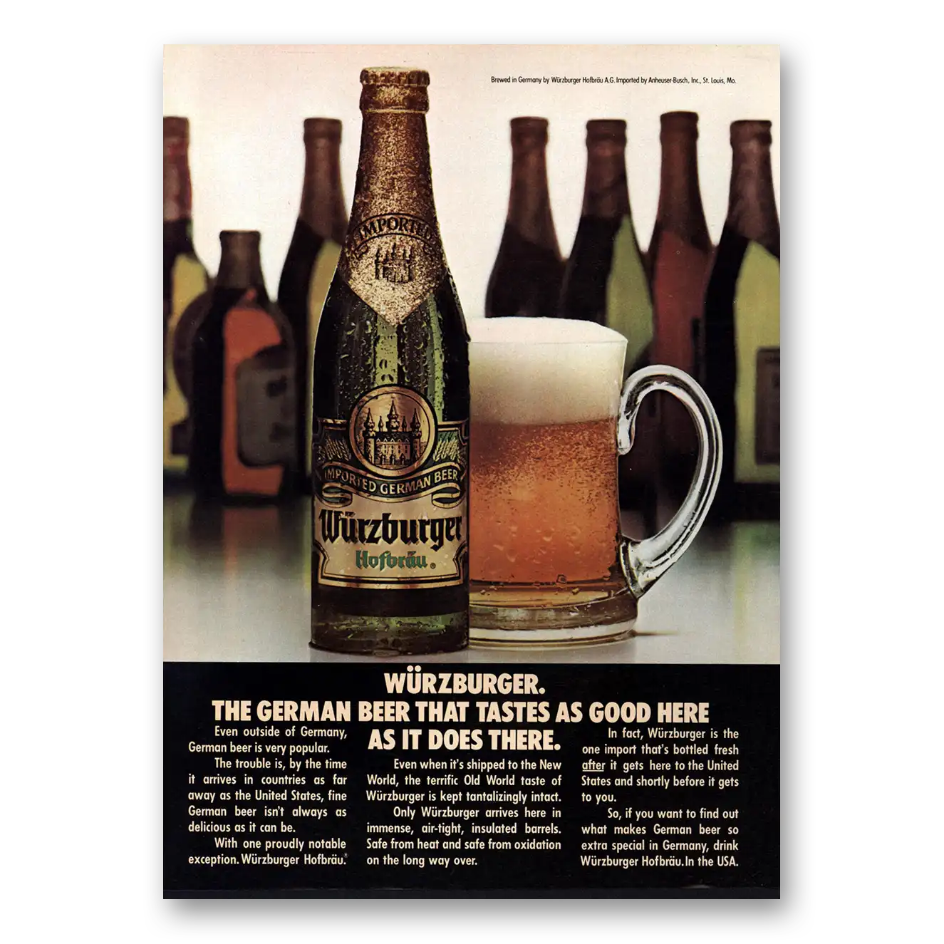 1979 Wurzburger Beer German Beer That Tastes as Good Here Vintage Magazine Print Ad