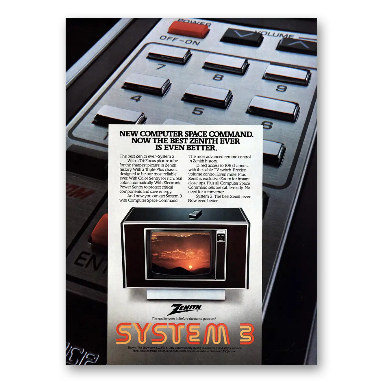 1979 Zenith Television Space Command Vintage Magazine Print Ad