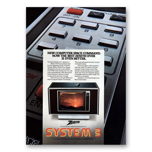 1979 Zenith Television Space Command Vintage Magazine Print Ad