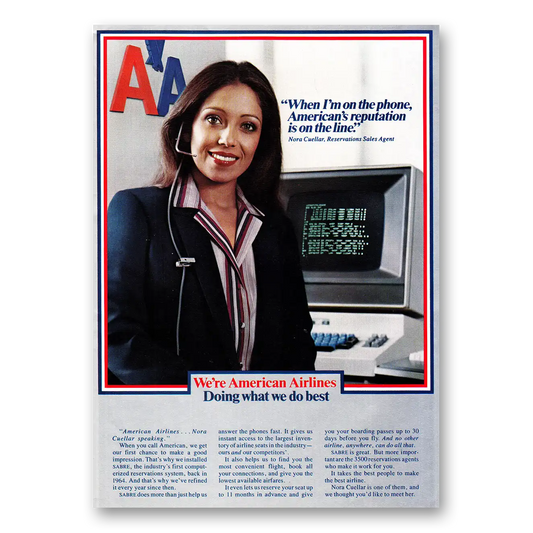 1980 American Airlines Nora Cuellar When Im on the Phone Vintage Magazine Print Ad