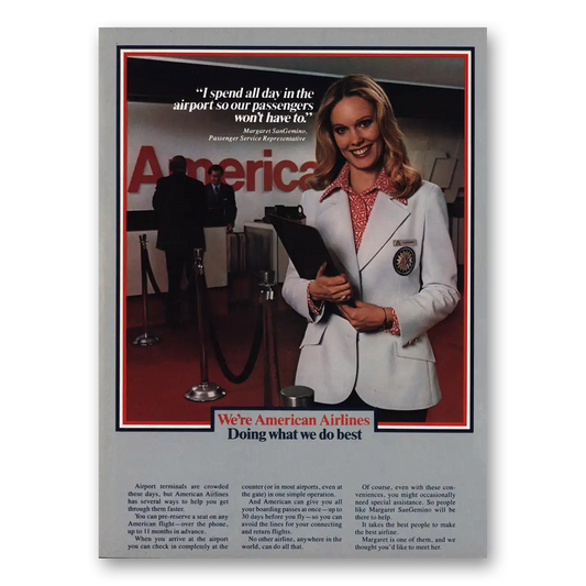 1980 American Airlines Margaret SanGemino Passenger Service Vintage Magazine Print Ad