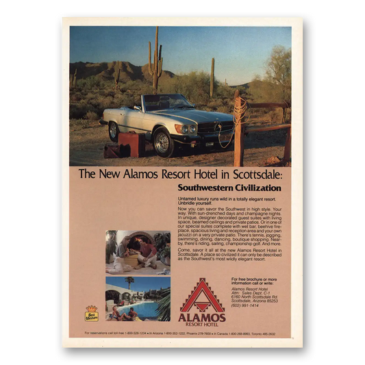 1980 Alamos Resort Hotel Scottsdale Arizona Southwestern Civilization Vintage Magazine Print Ad