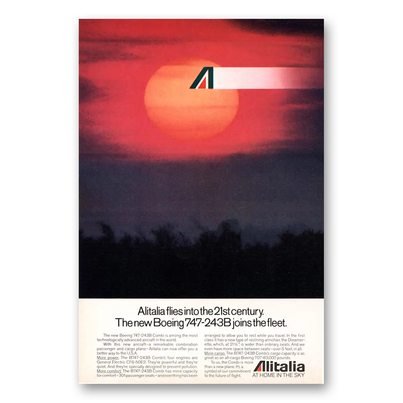 1980 Alitalia Airlines Boeing 747 243B Joins the Fleet Vintage Magazine Print Ad