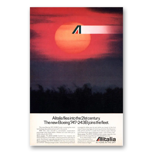 1980 Alitalia Airlines Boeing 747 243B Joins the Fleet Vintage Magazine Print Ad