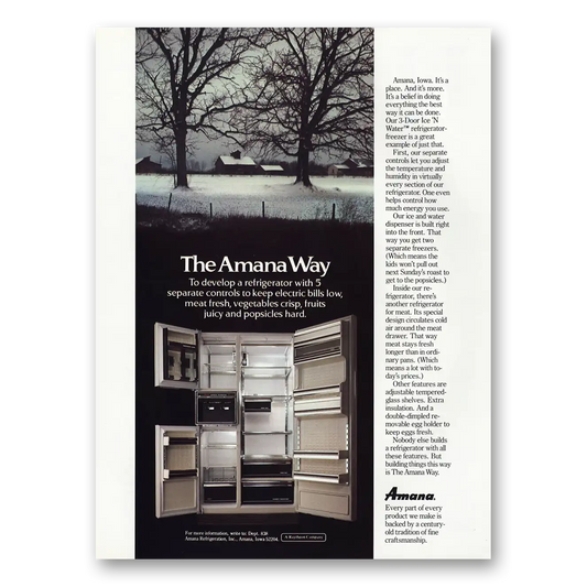 1980 Amana Refrigerators Amana Iowa Its a Place Vintage Magazine Print Ad