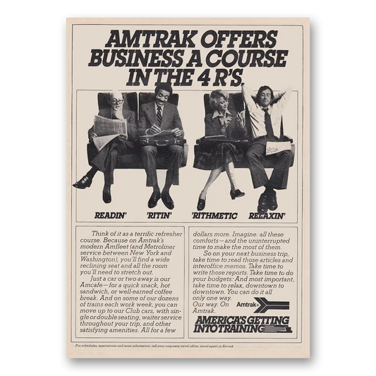 1980 Amtrak Offers Business a Course in the 4Rs Vintage Magazine Print Ad