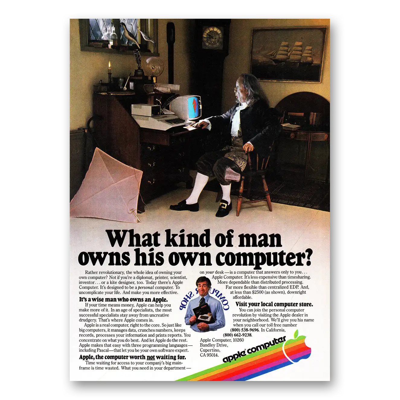 1980 Apple Computer What Kind of Man Owns His Own Computer Vintage Magazine Print Ad