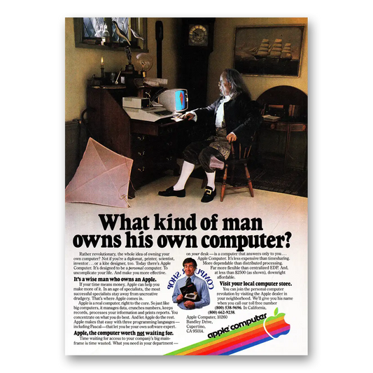 1980 Apple Computer What Kind of Man Owns His Own Computer Vintage Magazine Print Ad