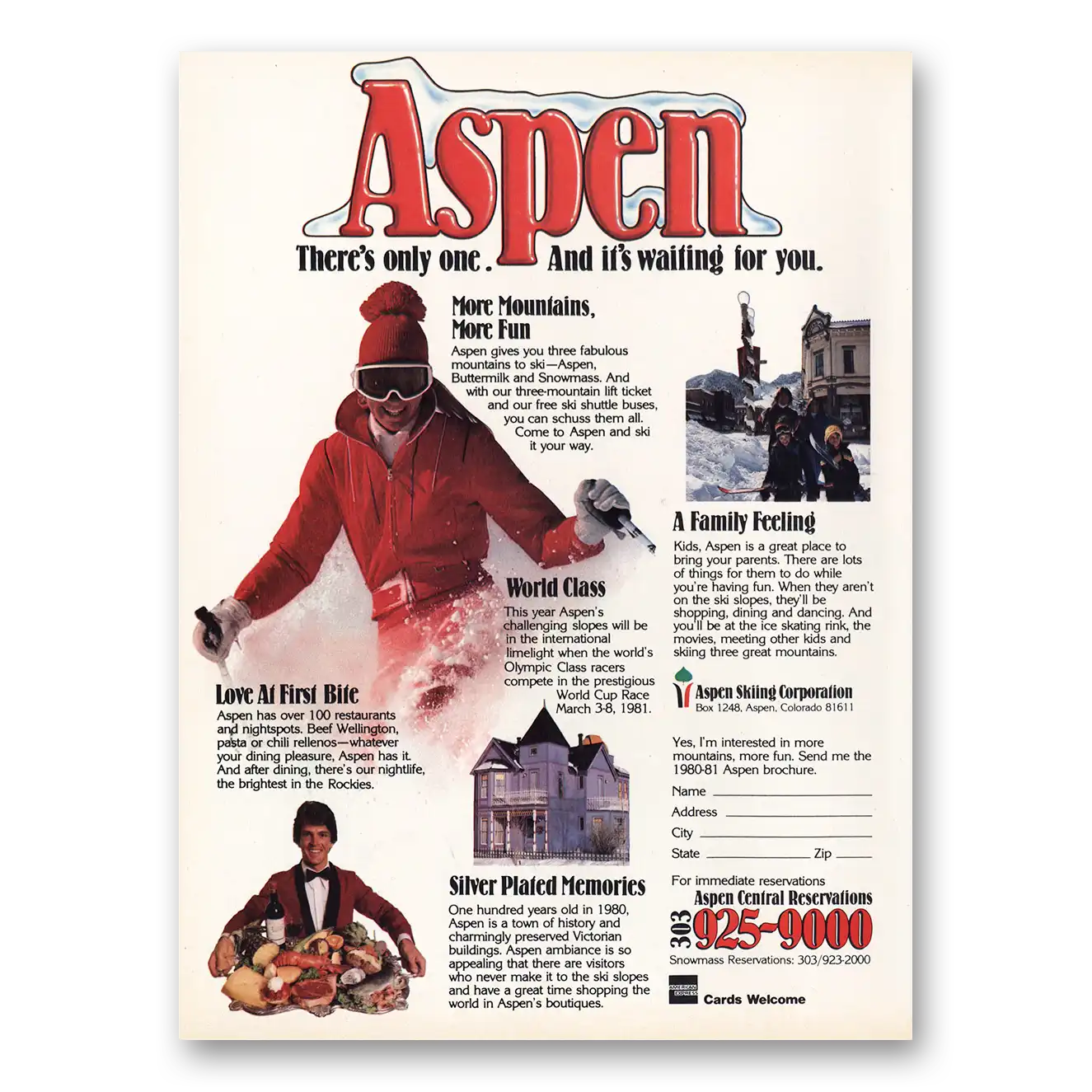 1980 Aspen Colorado Theres Only One Vintage Magazine Print Ad