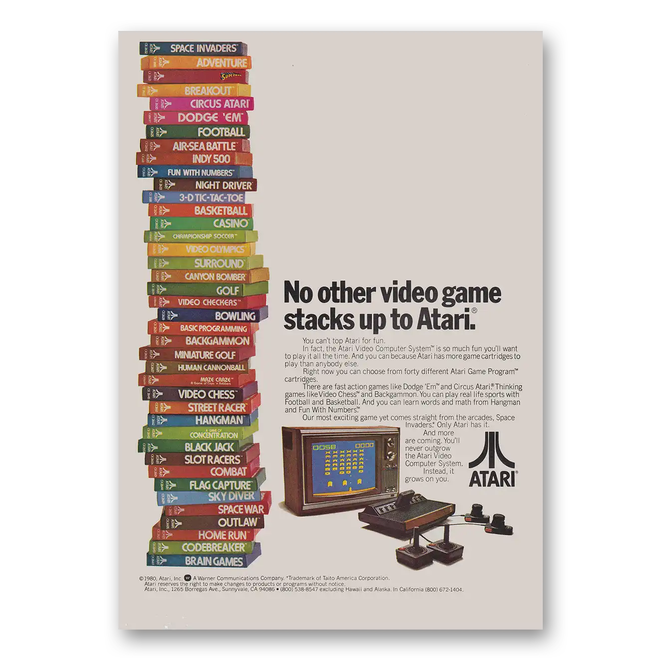 1980 Atari No Other Video Game Stacks Up Vintage Magazine Print Ad