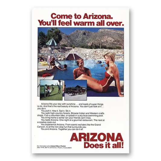 1980 Arizona Feel Warm All Over Vintage Magazine Print Ad