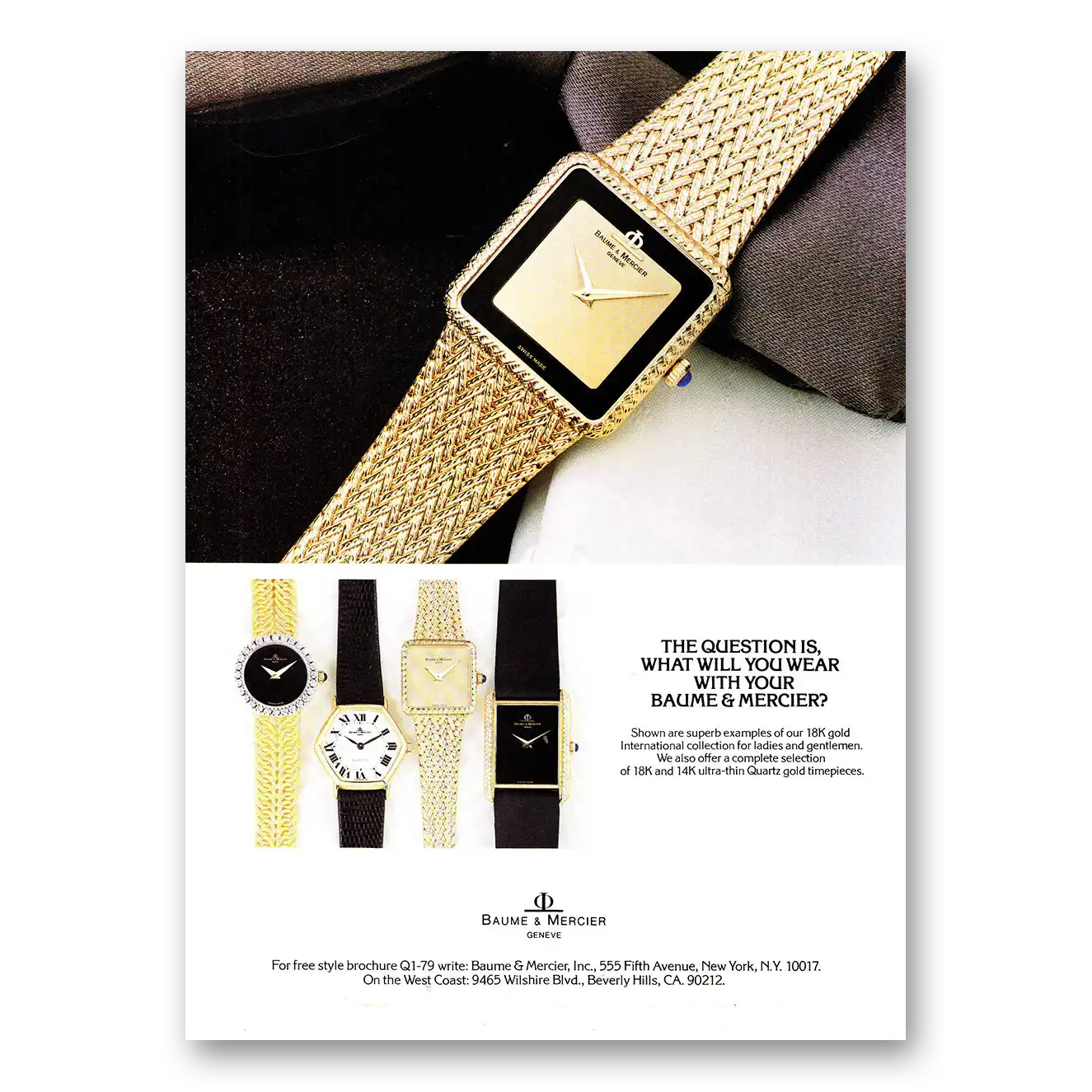 1980 Baume & Mercier Watches The Question Is What Will You Wear Vintage Magazine Print Ad