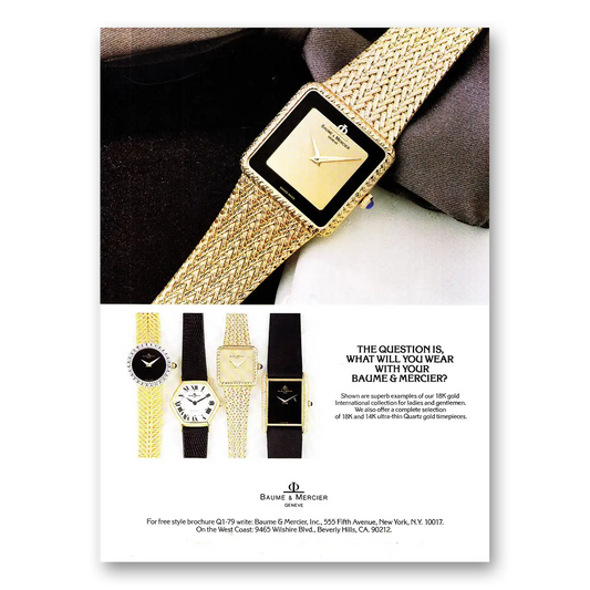 1980 Baume & Mercier Watches The Question Is What Will You Wear Vintage Magazine Print Ad