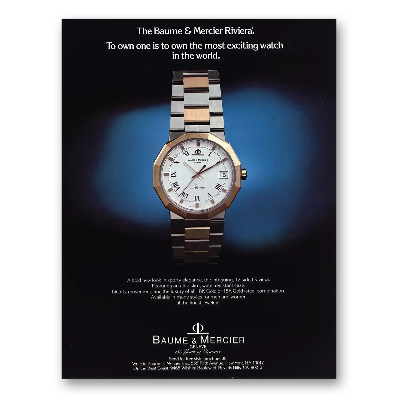 1980 Baume & Mercier Watches To Own One Vintage Magazine Print Ad