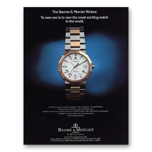 1980 Baume & Mercier Watches To Own One Vintage Magazine Print Ad