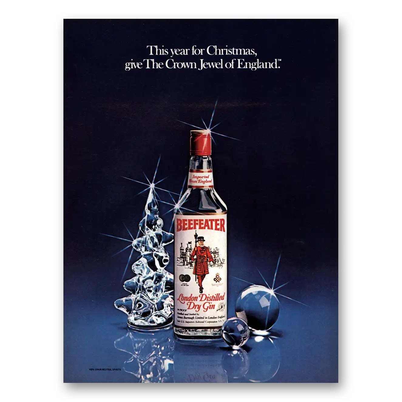 1980 Beefeater Crown Jewel of England Vintage Magazine Print Ad