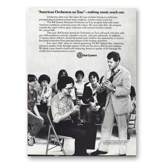 1980 Bell Telephone American Orchestras On Tour Clarinets Vintage Magazine Print Ad