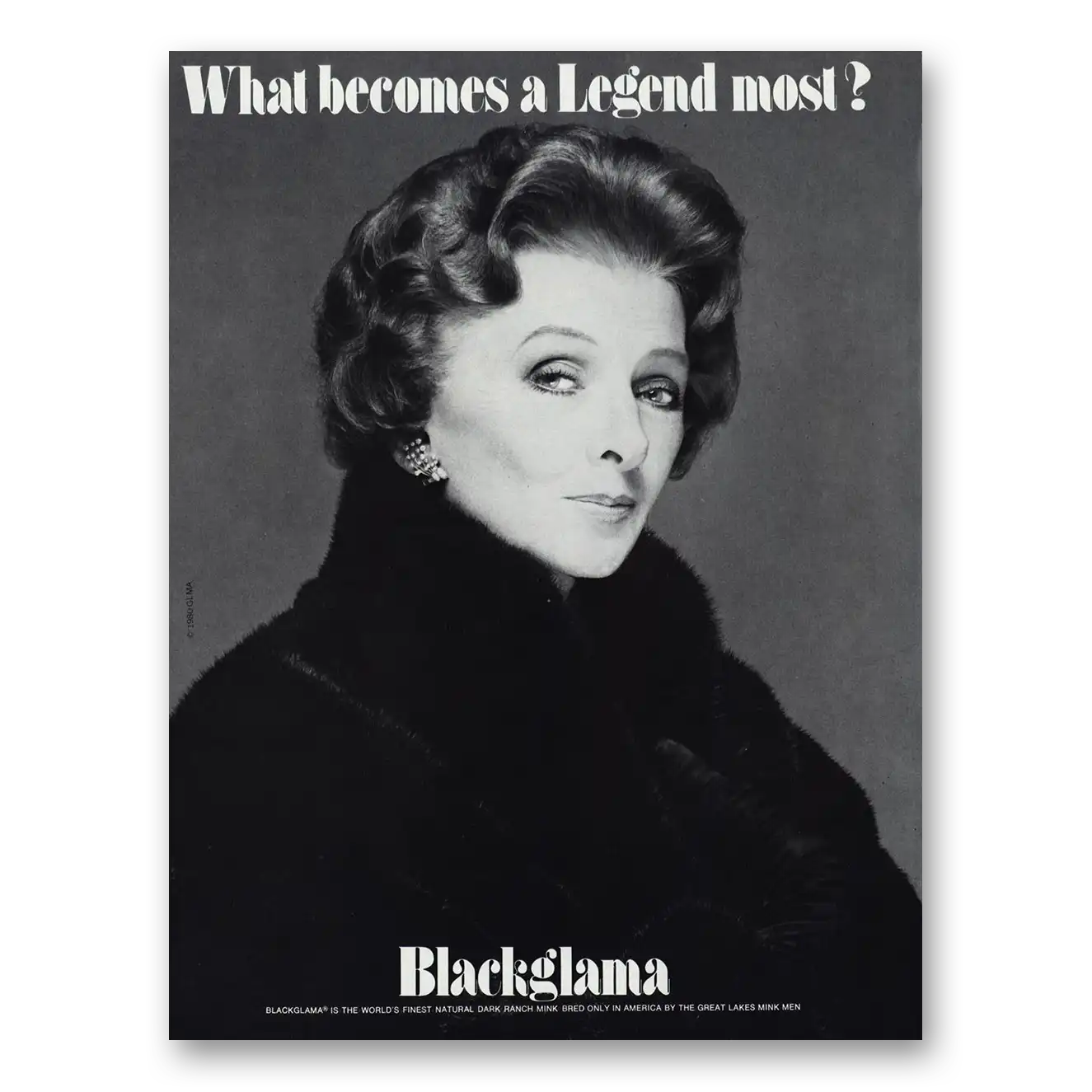 1980 Blackglama Myrna Loy Vintage Magazine Print Ad