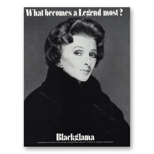 1980 Blackglama Myrna Loy Vintage Magazine Print Ad