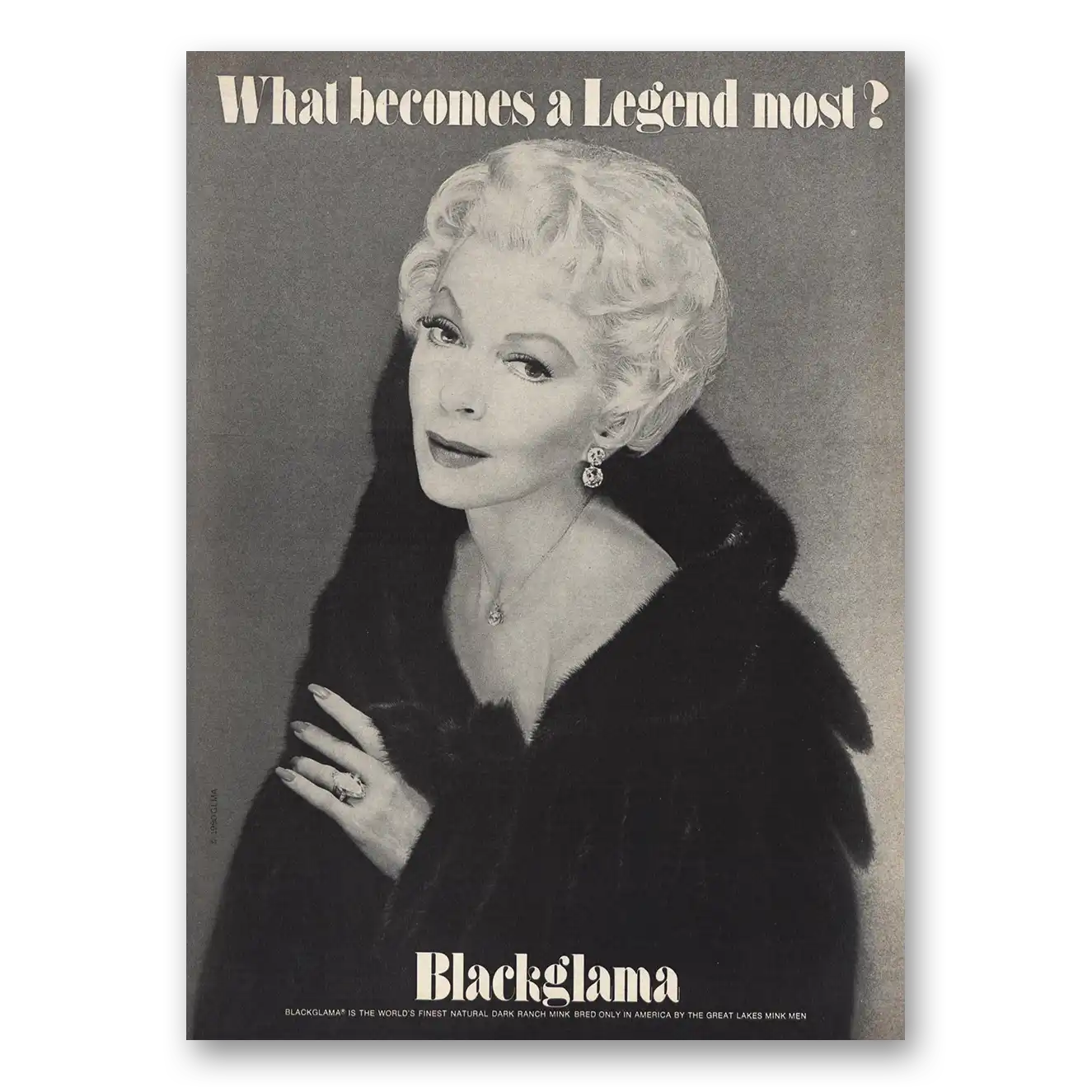 1980 Blackglama Lana Turner Vintage Magazine Print Ad